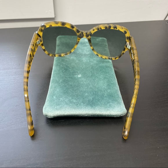 Saint Laurent Brown & Black Cheetah Tortoise Plastic Square Frame Sunglasses - Picture 5 of 13